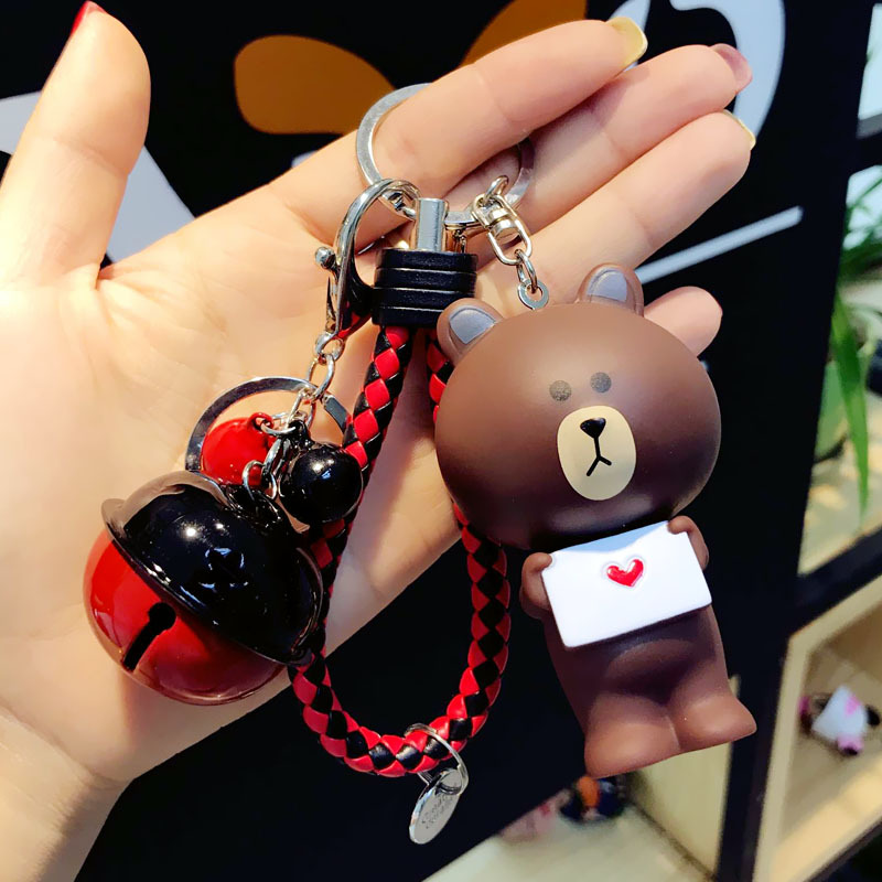 韩国布朗熊钥匙扣可爱创意女生包包汽车挂件情侣钥匙链挂饰品礼物