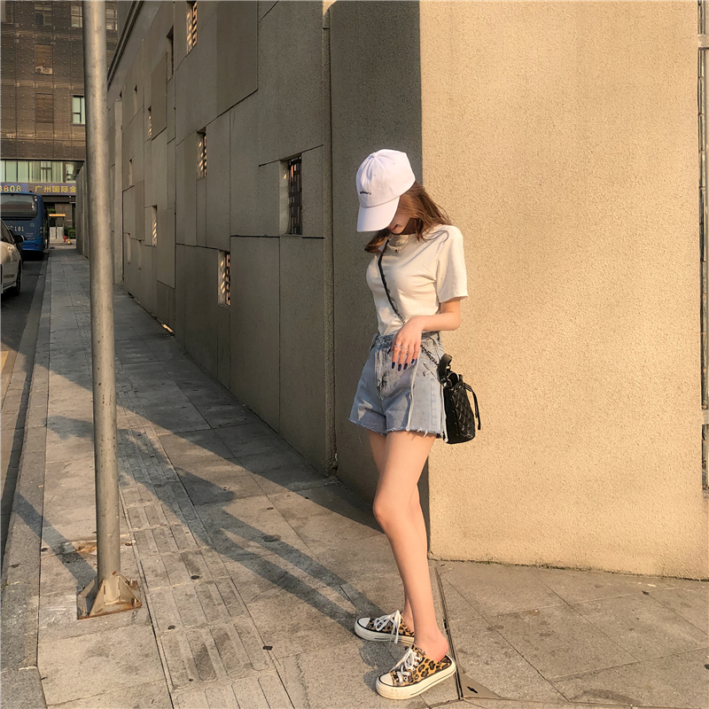 2019夏季新款港味chic宽松圆领闪闪短袖T恤韩版学生短款上衣女装