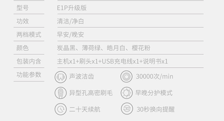  舒客 升级款E1P情侣双人电动牙刷（白+黑） 成人声波震动充电式早晚定制智能清洁模式  C21