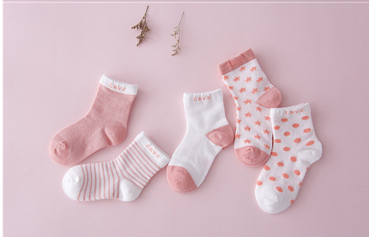儿童袜子春秋薄款夏季网眼袜童袜宝宝婴儿袜纯棉新生儿地板袜5双