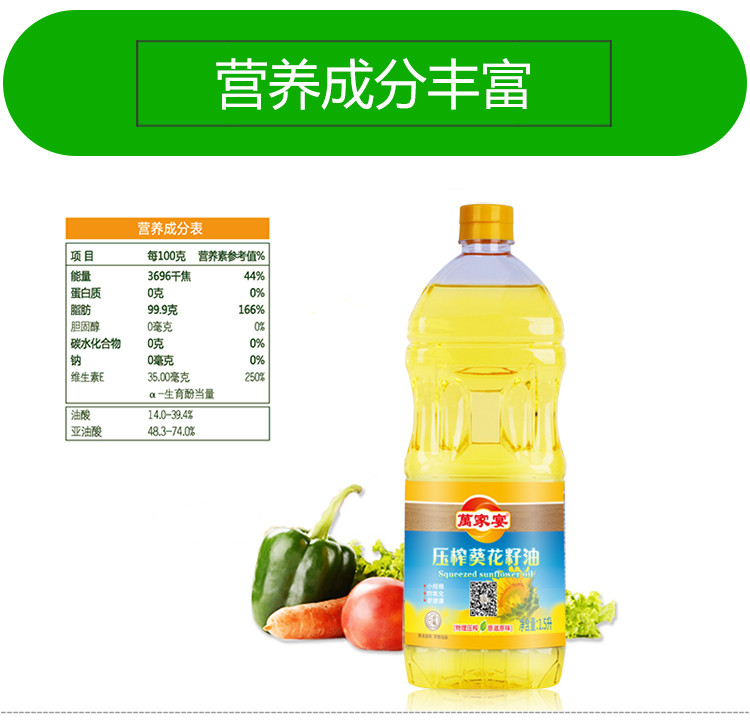 【邮储特卖】萬家宴压榨葵花籽油 1.5L *2礼盒装