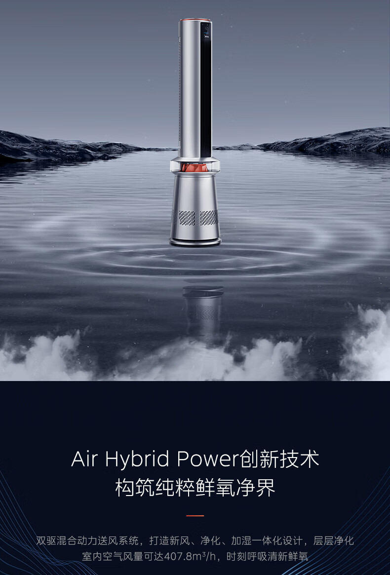 美的/MIDEA 冷风扇水洗塔扇FZD10USR空气净化可视空气加湿复合滤芯