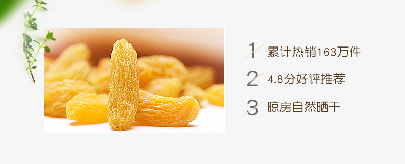 【西域美农_树上黄葡萄干500g】新疆特产吐鲁番提子零食