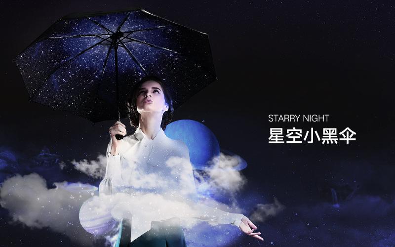 【邮乐吉安馆】LAN YU/蓝雨折叠黑胶雨伞防紫外线三折太阳遮阳伞（积分商城）