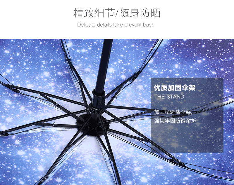 【邮乐吉安馆】LAN YU/蓝雨折叠黑胶雨伞防紫外线三折太阳遮阳伞（积分商城）