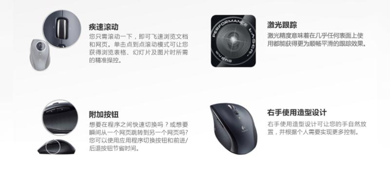 罗技/Logitech M705激光无线鼠标便携疾速双模式滚轮持久电力鼠标