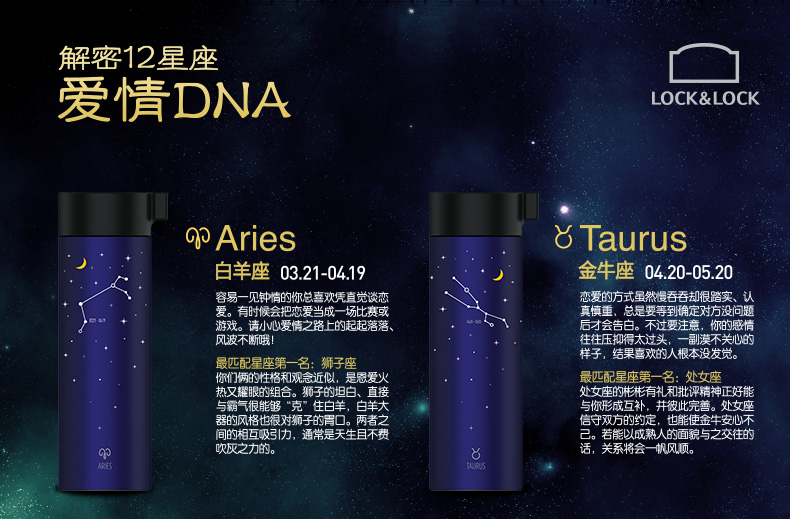 【乐扣乐扣家居】乐扣乐扣 十二星座保温杯水杯400ml LHC4121