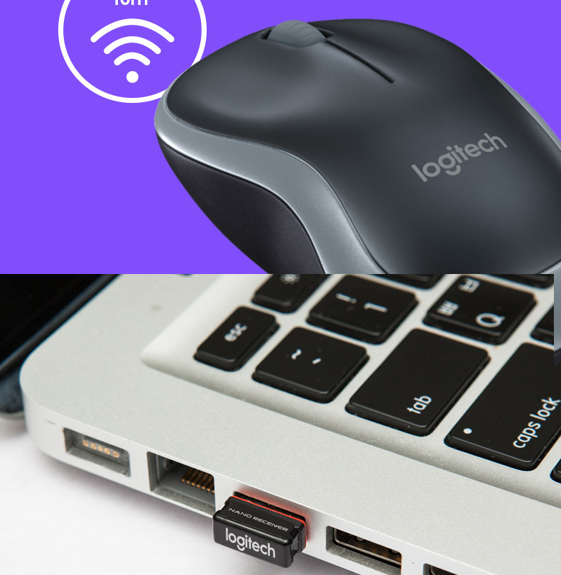 罗技/Logitech M186无线光电鼠标笔记本 USB轻巧鼠标M185升级版包邮