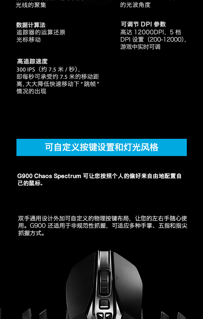 罗技/Logitech　G900有线/无线双模式游戏竞技鼠标