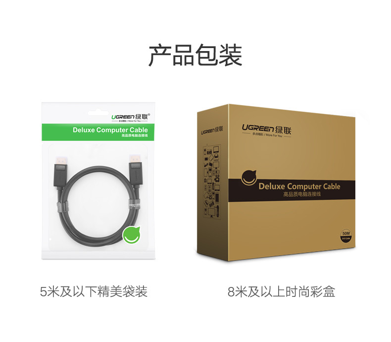 绿联（UGREEN） 绿联 dp线公对公4K连转接线1.2高清displayport头电脑显示器dell