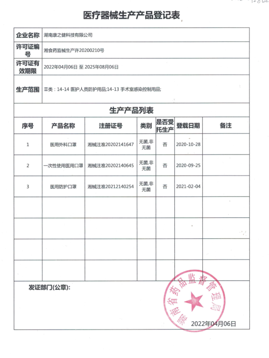 健达恩 一次性使用医用口罩20支装