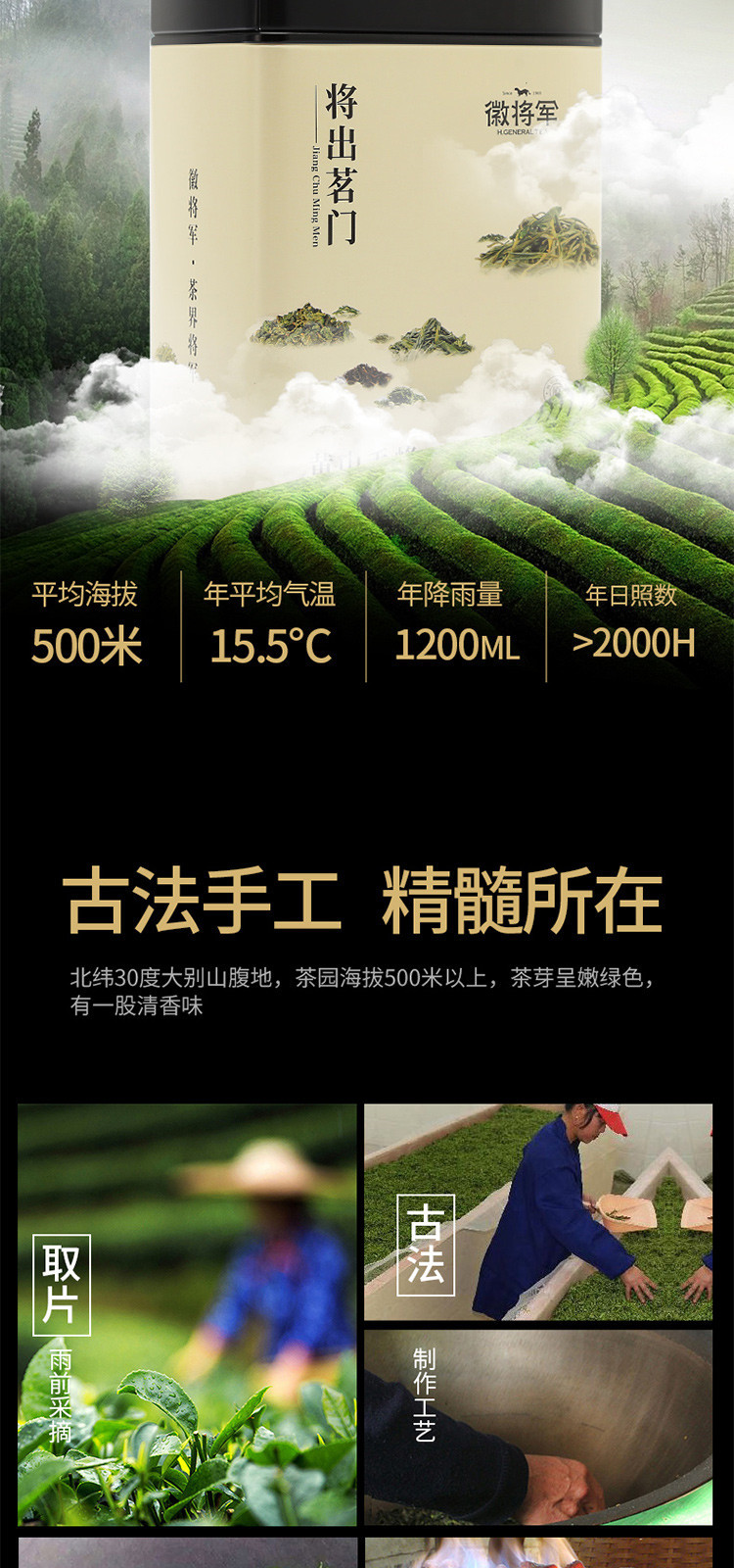 徽将军2021新茶特级六安瓜片安徽绿茶雨前手工茶叶250g罐装