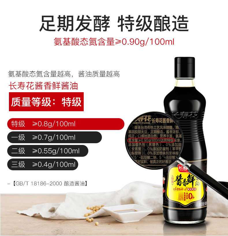 【直播专属秒杀9.9元/2瓶】长寿花 酱香鲜特级酱油500ml*2生抽调味