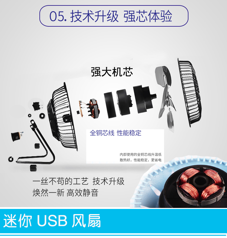 创意USB风扇 迷你电风扇 4寸桌面小电扇 颜色随机发