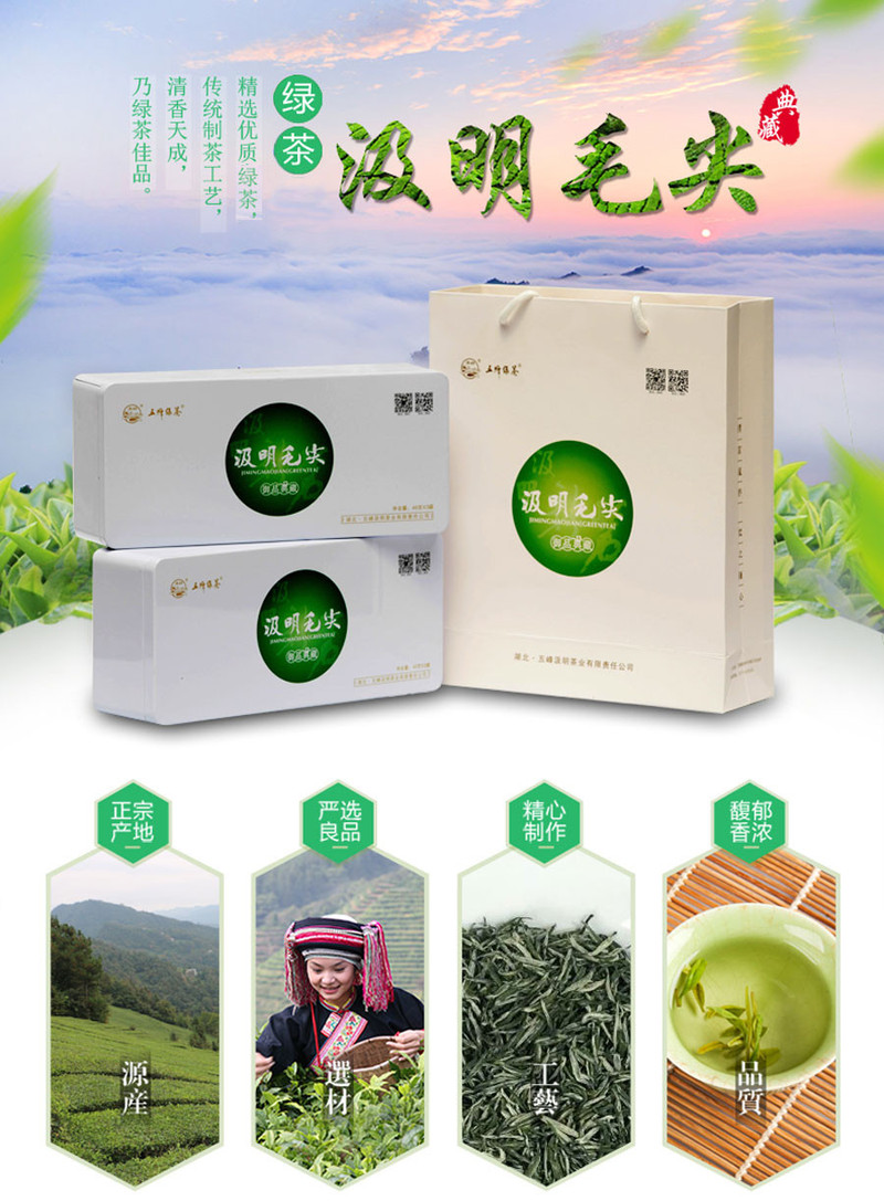 【新茶】五峰毛尖湖北绿茶汲明典藏毛尖明前芽毛尖茶叶高山云雾茶 48g*6罐 包邮