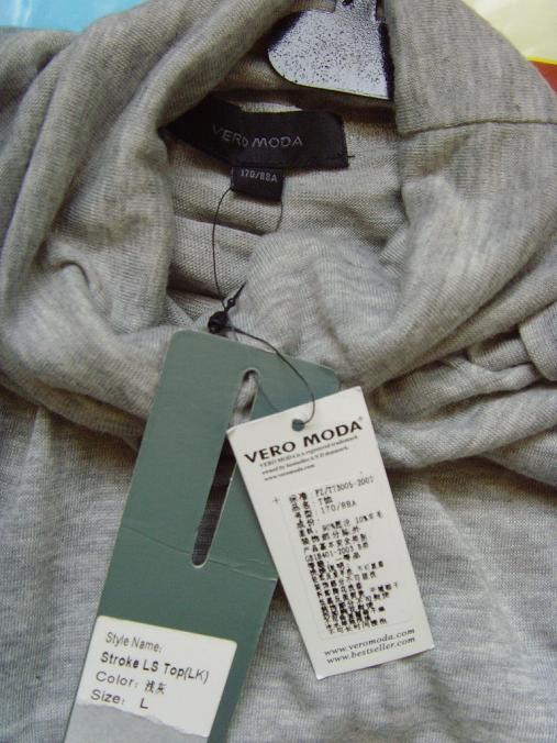 VEROMODA专柜正品浅灰色假二件蝙蝠羊毛衫