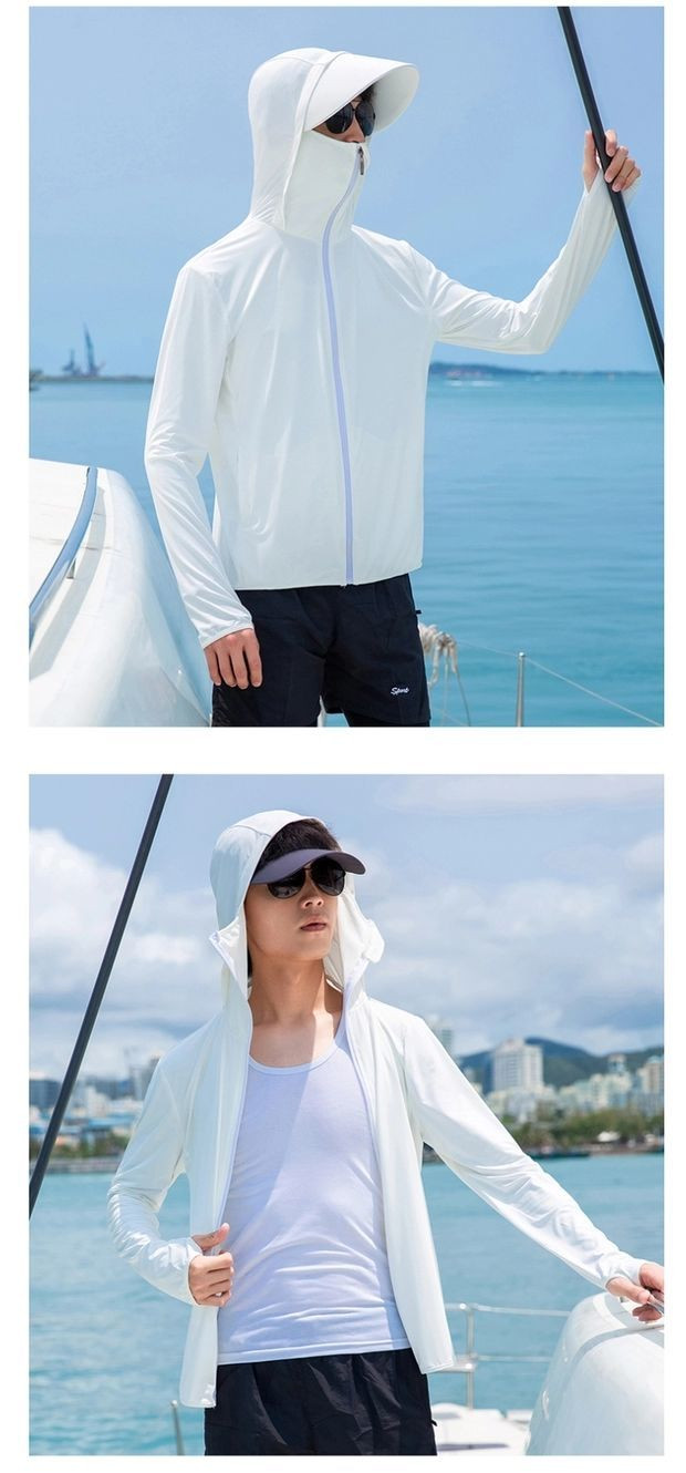 防晒衣男夏季新款透气冰丝速干户外运动骑行钓鱼防紫外线遮脸外套