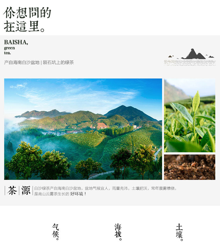 【海南白沙振兴馆】白沙绿茶香茗园绿茶400G（中碎）