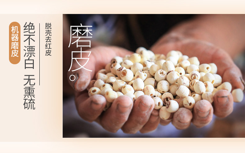 【方家铺子_湘莲】湖南特产湘潭莲子干货去芯 磨皮无芯白莲子500g