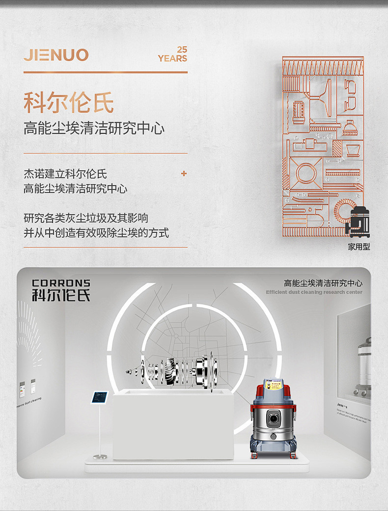 杰诺水过滤工业吸尘器家用大功率商用工厂装修桶式强力干湿两用JN508T