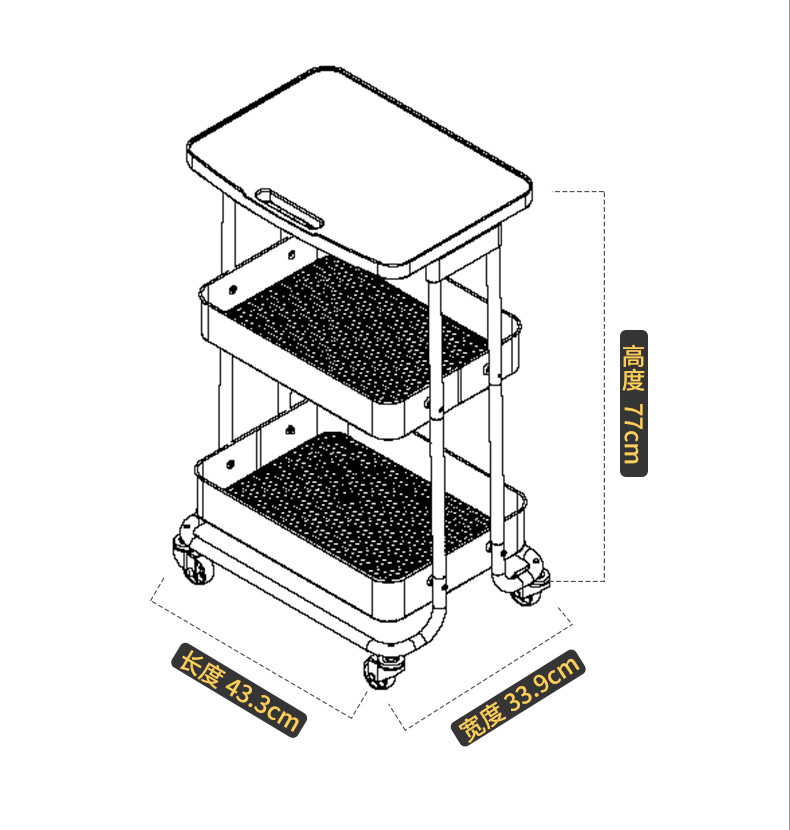 炊大皇/COOKER KING厨房落地多层置物架客厅浴室可移动带轮推车储物家用收纳架