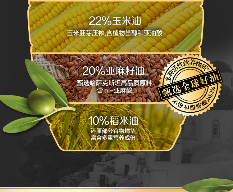 金龙鱼添加25%特级初榨橄榄油食用植物调和油5L/桶 健康生活健康用油 包邮