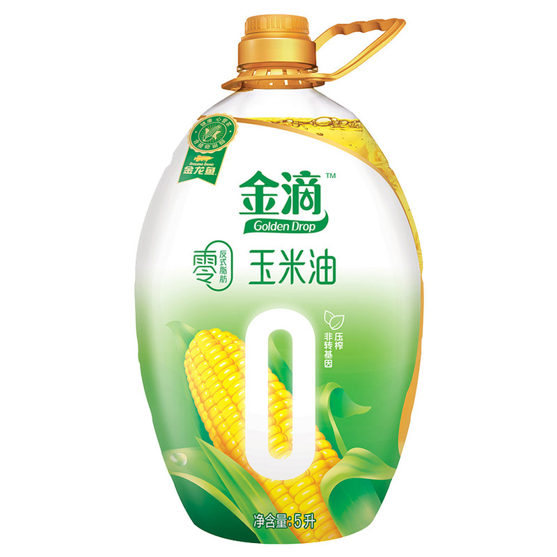 金龙鱼金滴零反式脂肪玉米油5L/桶 食用油玉米油非转基因压榨一级 包邮