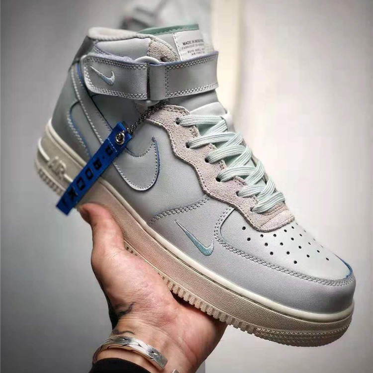 Nike Air Force 1耐克男鞋幻影浅蓝女子高帮空军一号帆布板鞋休闲鞋 CJ9716-100