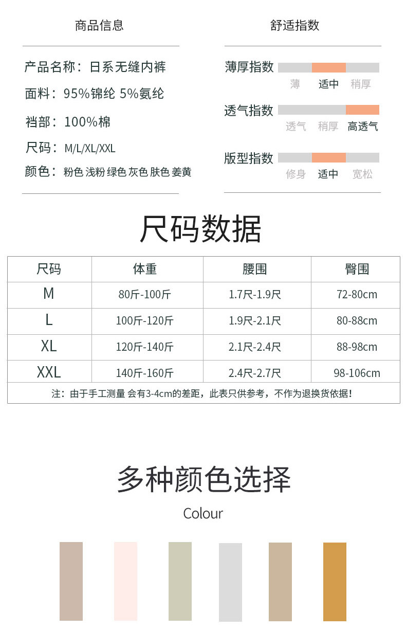 南极人无痕内裤女纯棉档透气抗菌提臀日系少女性感蕾丝边女三角裤M809