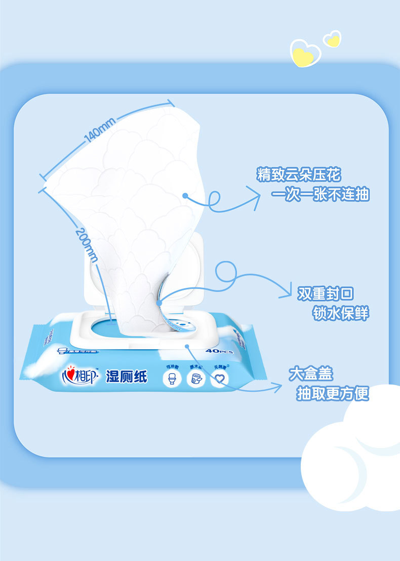 心相印 湿厕纸家庭实惠装成人私处清洁杀菌湿巾湿厕纸巾5包