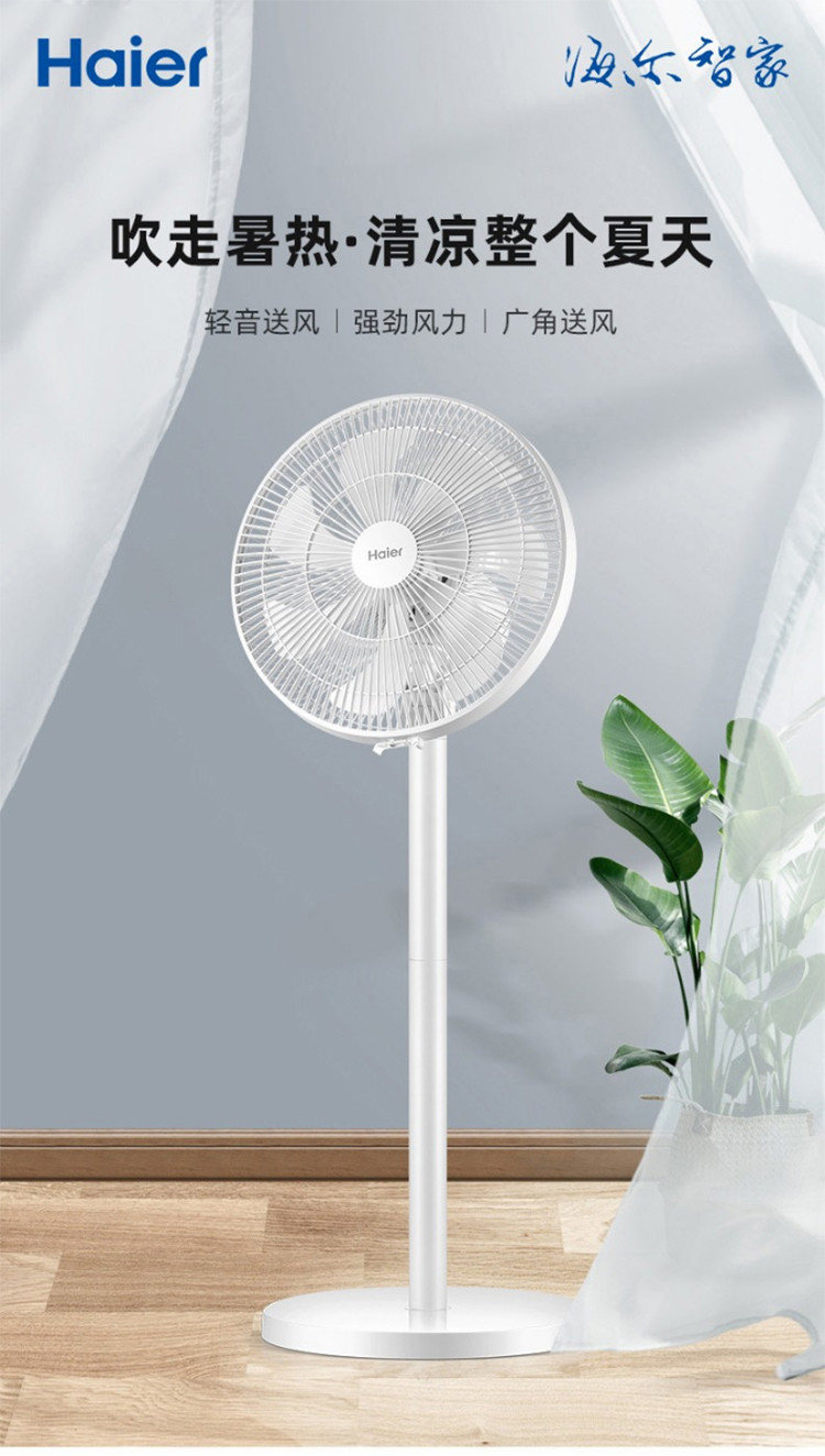 海尔/Haier 电风扇落地扇家用摇头立式台扇工业扇 机械款FSJ3005