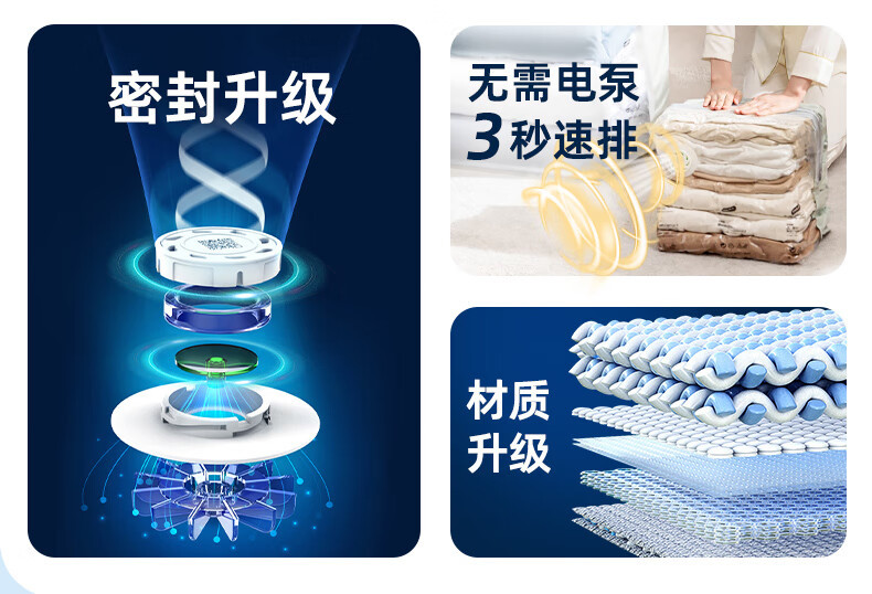 太力 真空免抽气收纳袋组合（2特大立体4中立体）