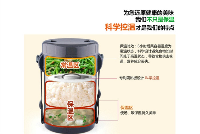 泰福高TAFUCO 臻享保温饭盒1500ml 不锈钢本色T0042、桃粉色T0047 两色可选