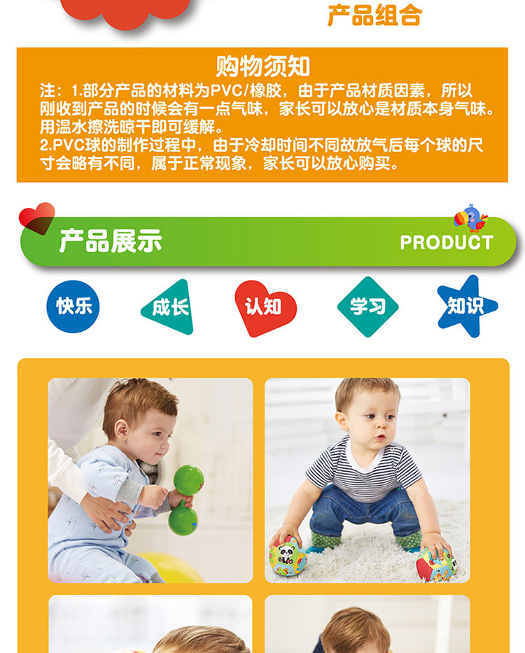 费雪（Fisher Price）宝宝健身球 儿童玩具球套装（六球混装 赠打气筒）F0917