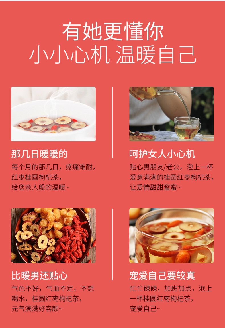 【拍1发3盒】固本堂红枣桂圆枸杞茶八宝组合泡水饮品女性花果茶小包装120g