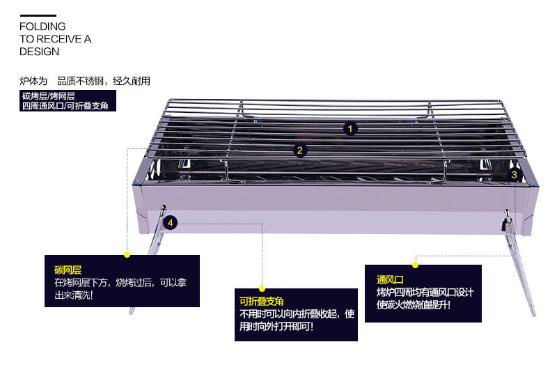 【特卖】 汽车烧烤炉烧烤架 木炭便携折叠式烧烤 烧烤炉户外用品