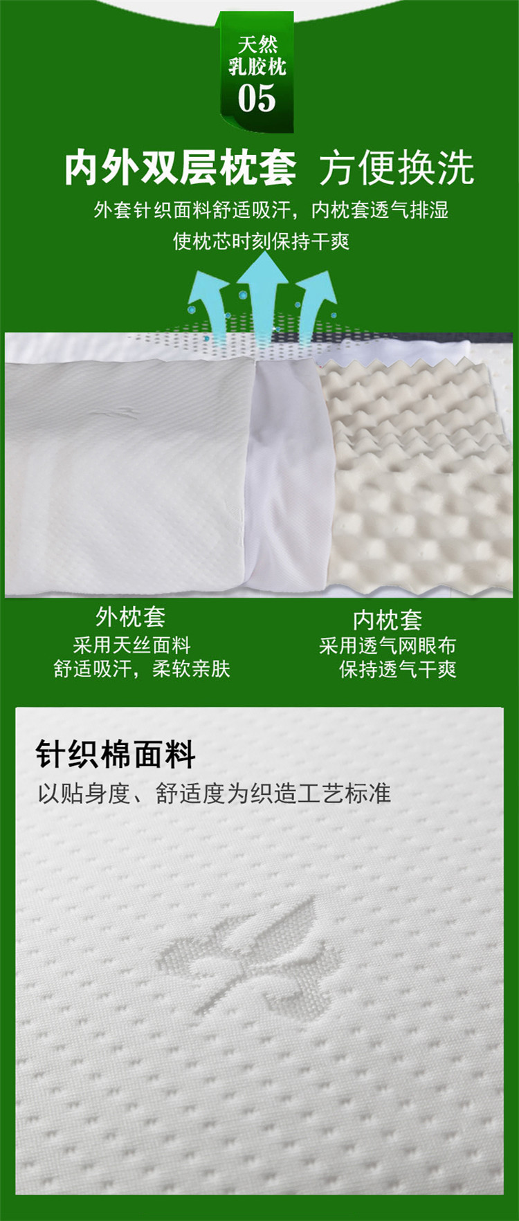 雅乐巢/GAGKUNEST 新款乳胶枕头枕芯曲线波浪枕护颈枕40*60一只装