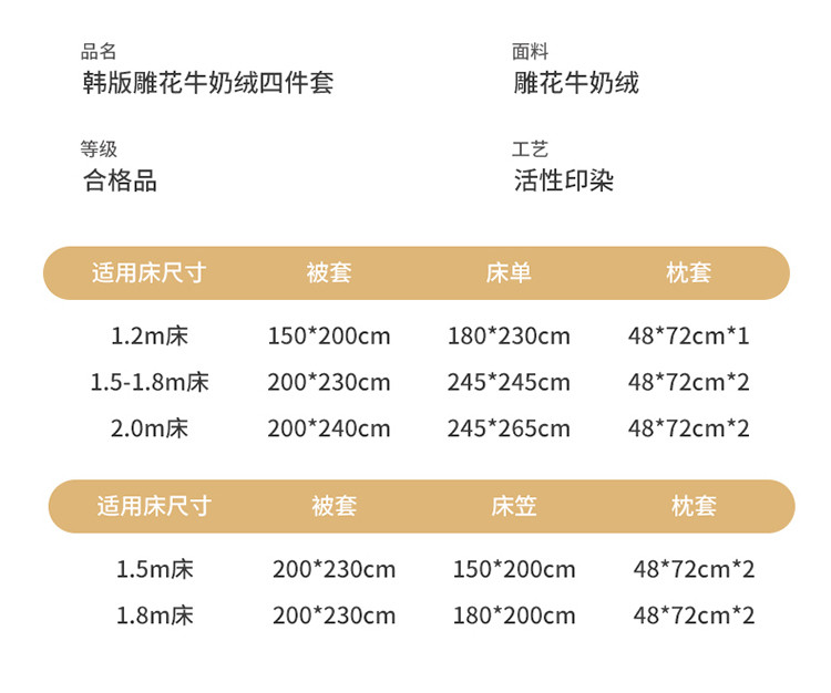 雅乐巢/GAGKUNEST 新款韩版雕花牛奶绒四件套烂花高克重保暖套件200*230