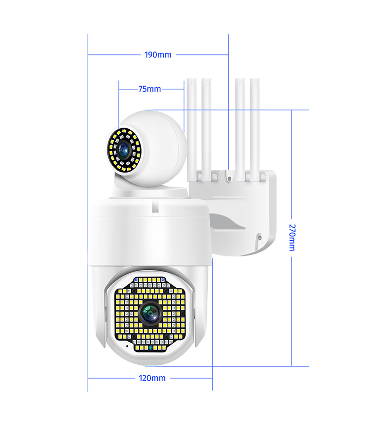 AI智能网络高清双目摄像头无线监控器手机远程报警夜视全彩外防水