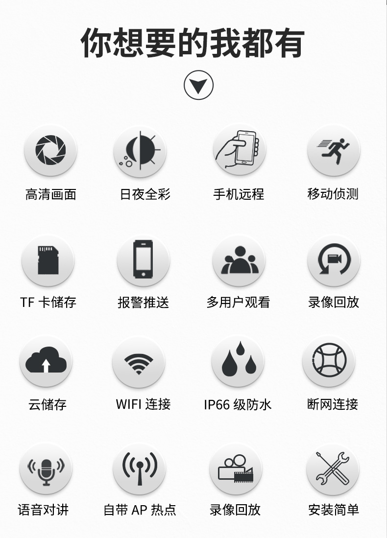 WIFI摄像头高清夜视日夜全彩监控器人体跟踪网络防水枪机无网连接