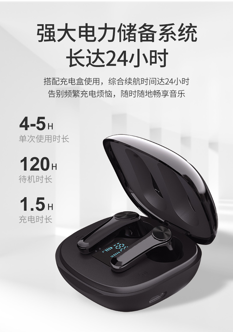 新款私模XT18 LED数显无线蓝牙耳运动跑步入耳式TWS降噪