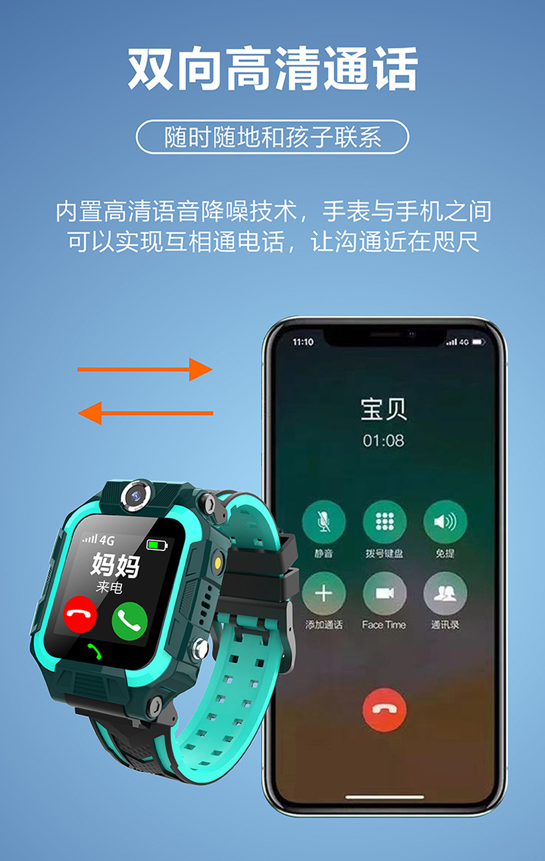 小天羊 儿童电话手表小学生天才防水定位学生4G全网通智能多功能手表