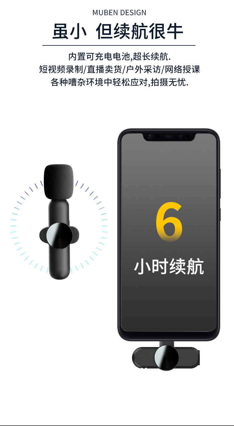 安奈尔 K3新款私模无线领夹式麦克风一拖二降噪2.4G迷你话筒