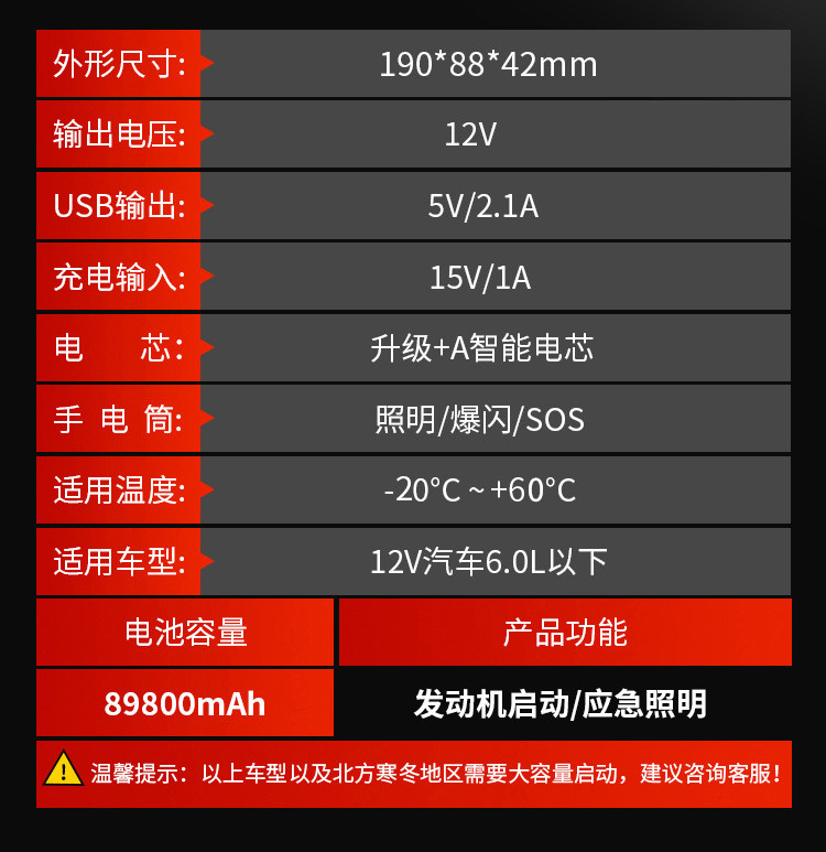 安奈尔 汽车应急启动电源汽车启动电源柴汽双启备用电源12V