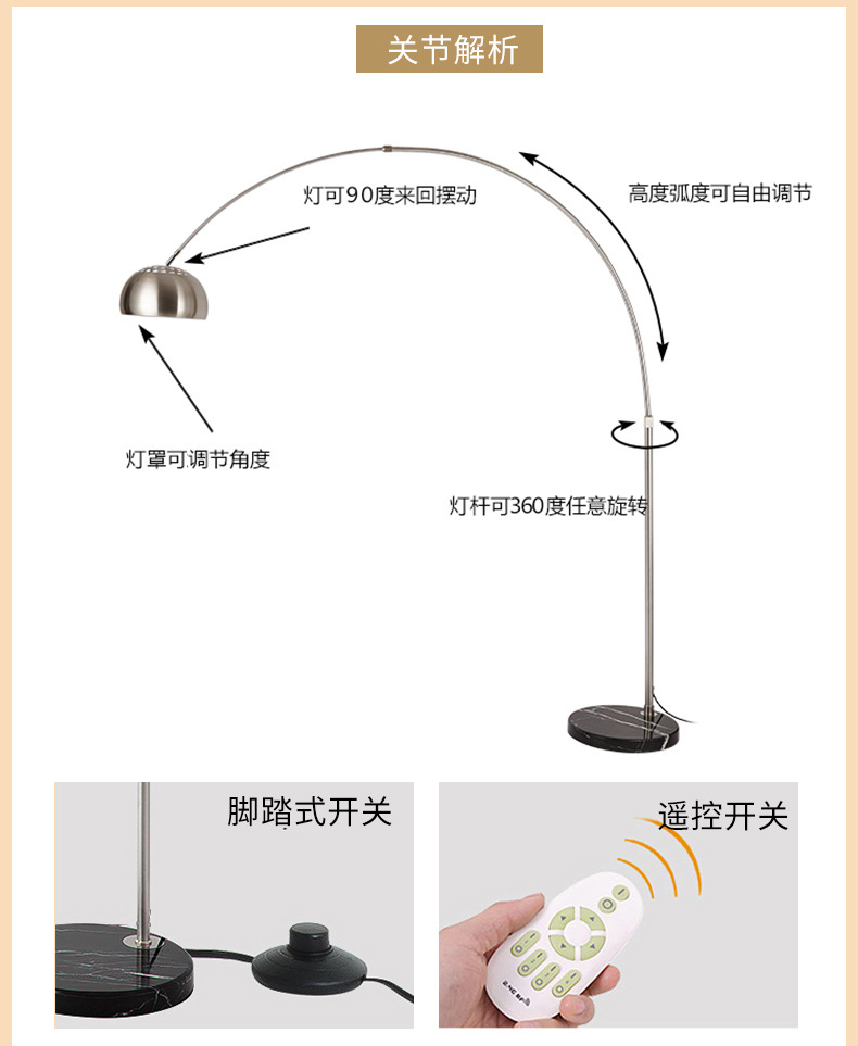 MANOY YUHOUSE 落地灯客厅灯沙发边卧室灯具灯饰北欧创意钓鱼灯落地台灯