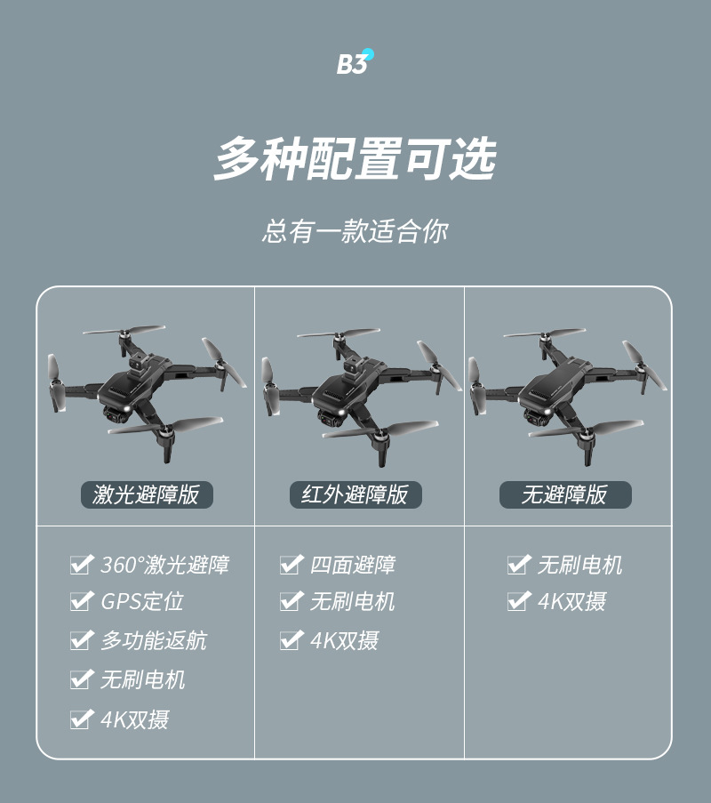 安奈尔 B3无人机高清航拍遥控飞机gps自动返航激光避障无刷电机