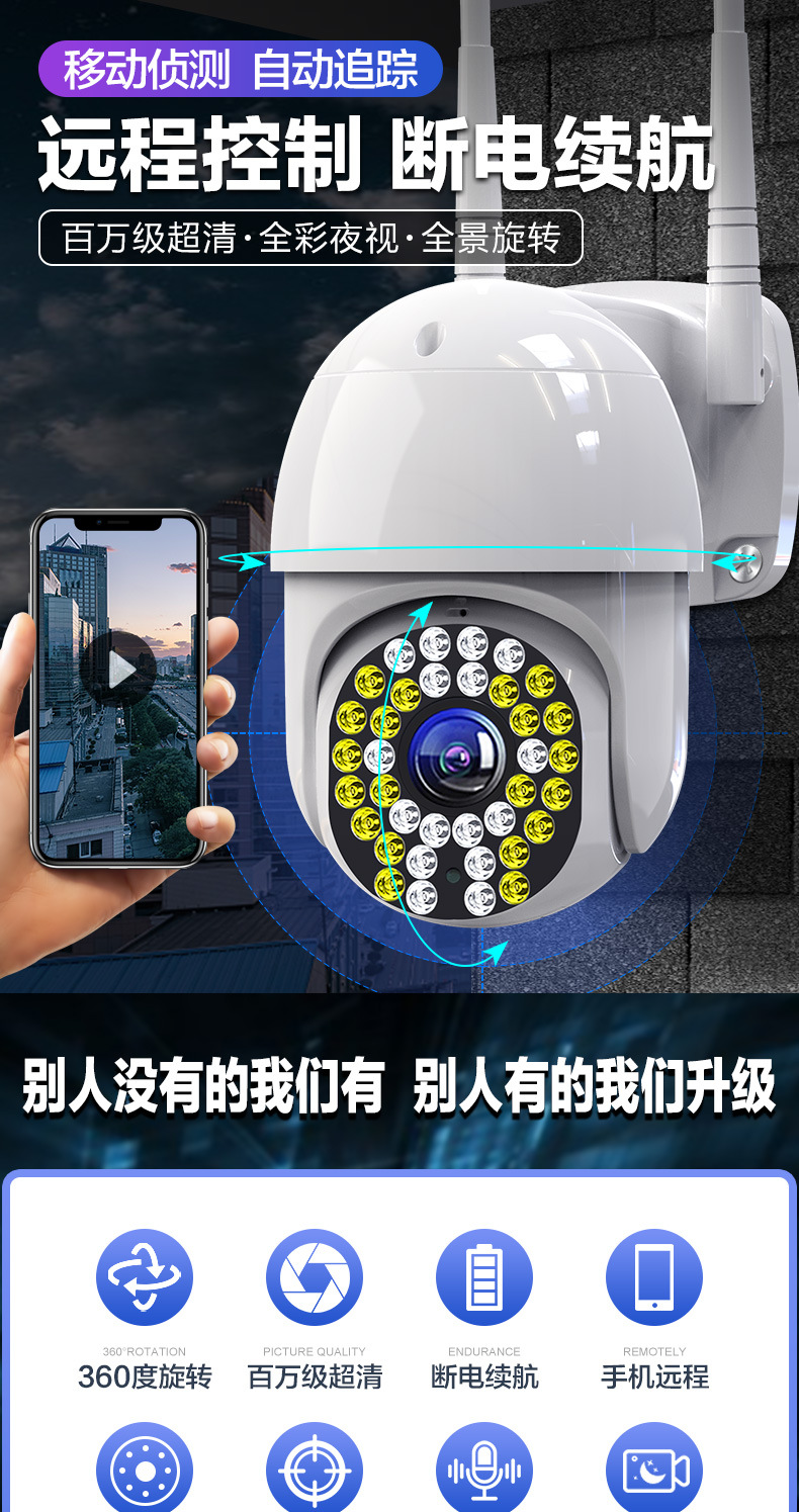 睿威仕 无线摄像头 wifi远程监控器 手机远程家用摄像机网络高清球机