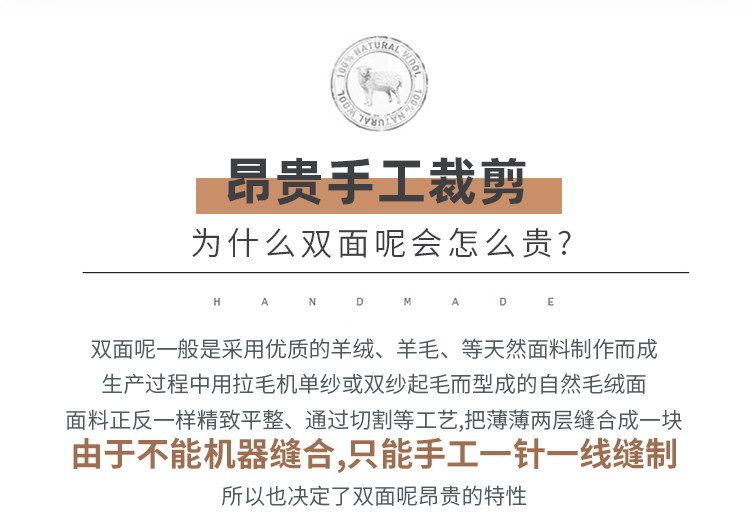 LANSBOTER/莱诗伯特 新款中长款100羊毛双面呢羊毛大衣青年男士双排扣大衣外套