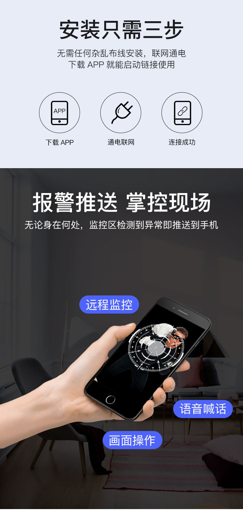 睿威仕 特价室内摇头机 360旋转家用监控摄无线wifi网络高清夜视