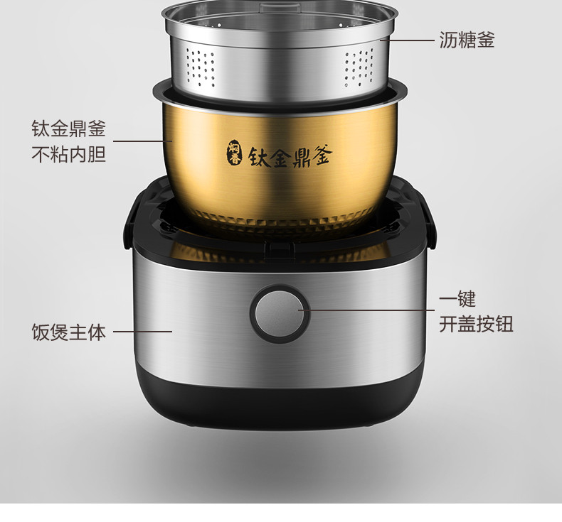 美的（Midea）纤V 电饭煲迷你家用小型3L智能预约降还原糖IH电磁加热触控低糖电饭锅